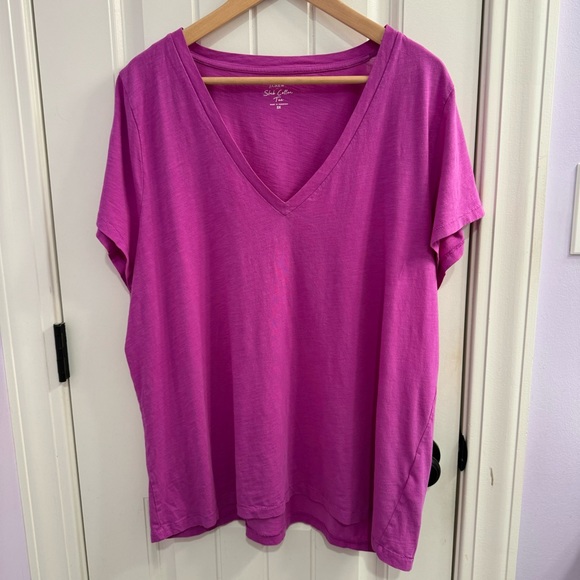 J.Crew 3X Slub Cotton Vneck Tshirt - Picture 1 of 3